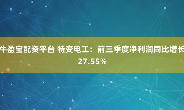 牛盈宝配资平台 特变电工:前三季度净利润同比增长27.55%