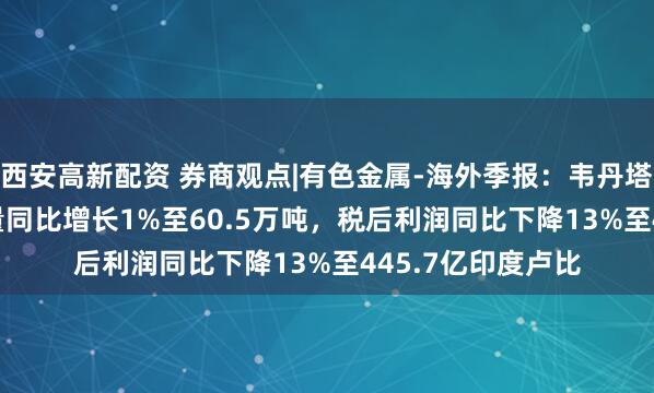 西安高新配资 券商观点|有色金属-海外季报：韦丹塔2025Q2原铝产量同比增长1%至60.5万吨，税后利润同比下降13%至445.7亿印度卢比